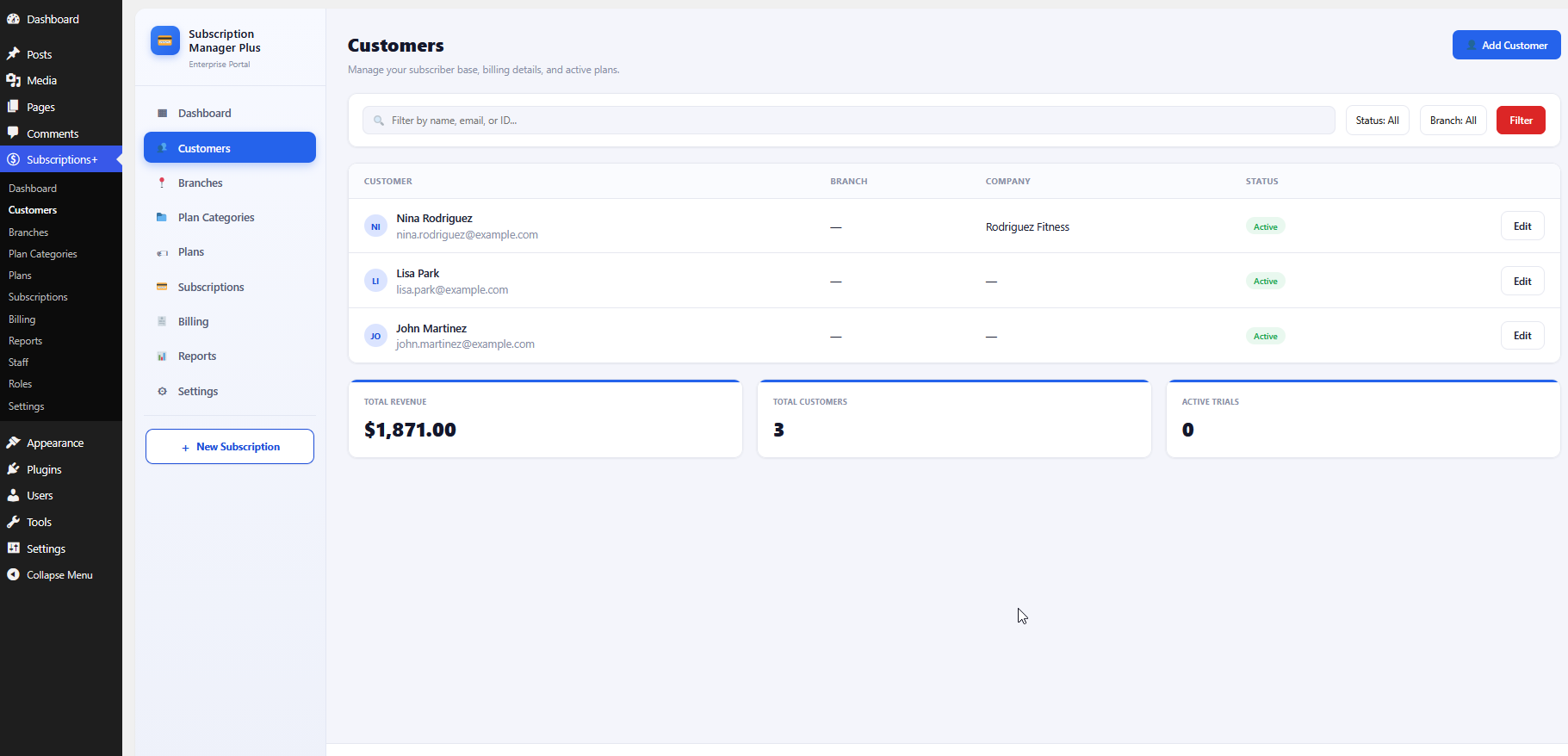 Customers module