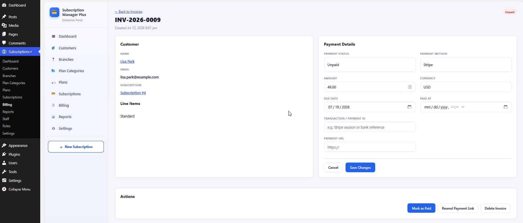 Invoice detail