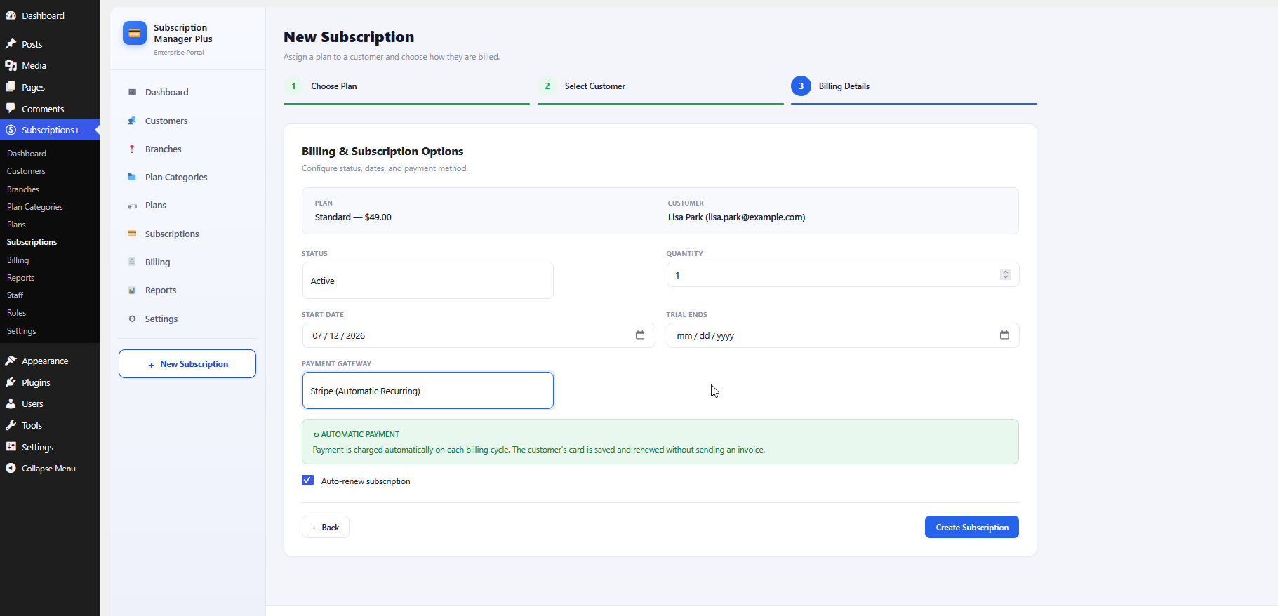 Step 3: Billing Details