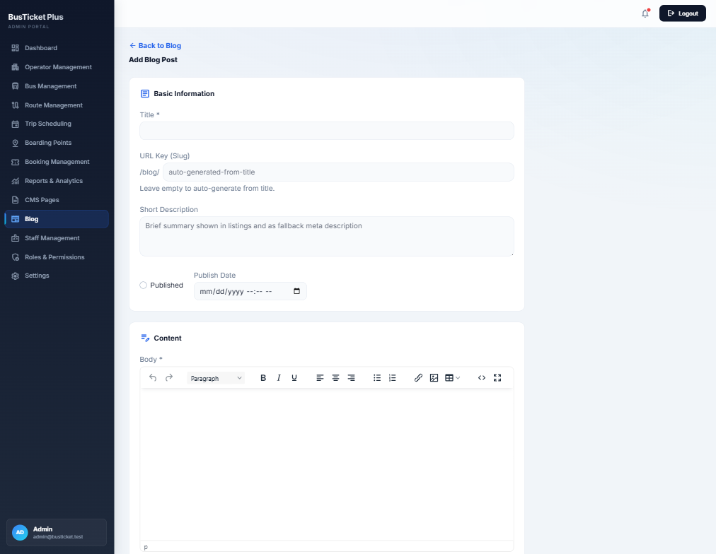 Add blog post editor