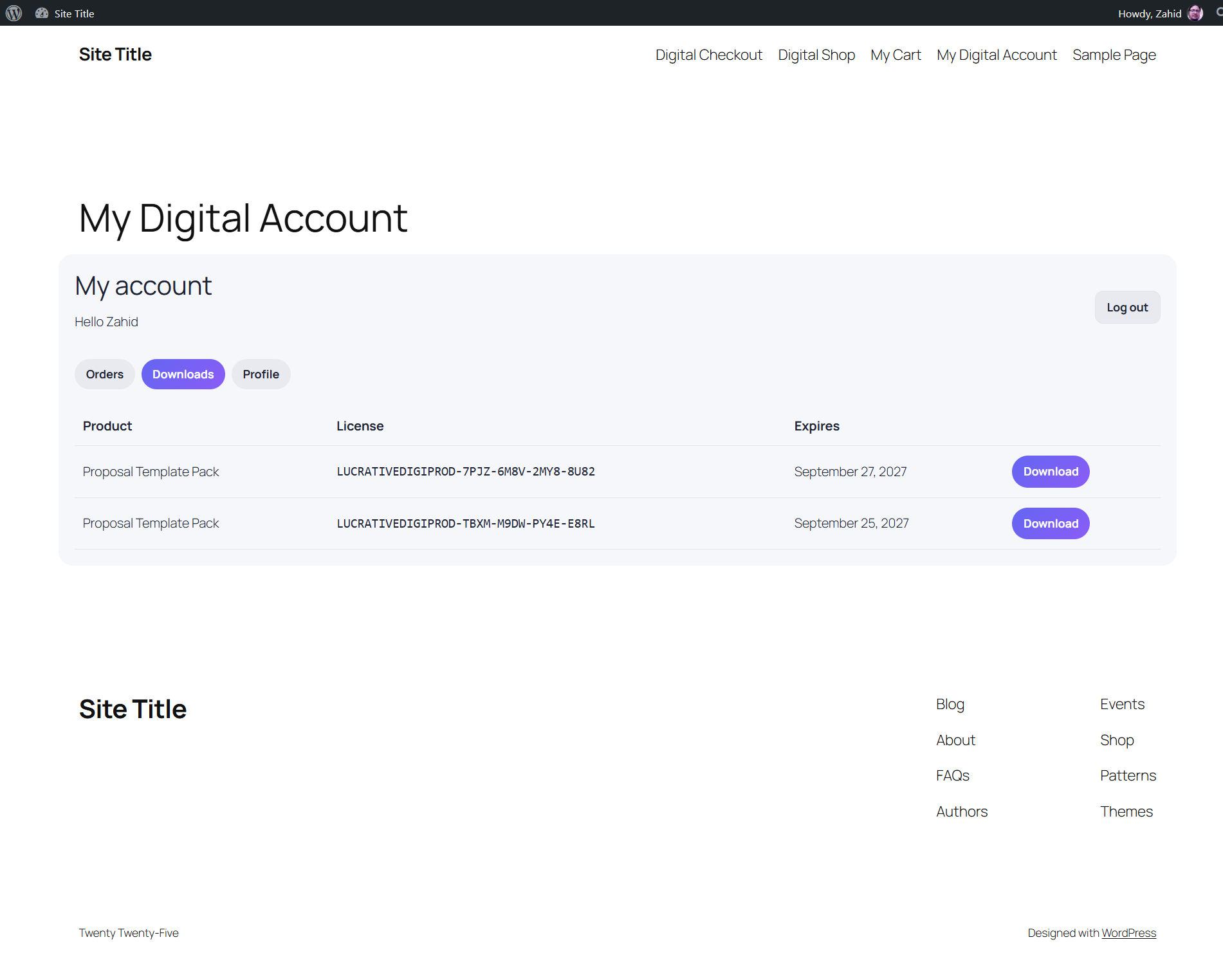 My Digital Account downloads