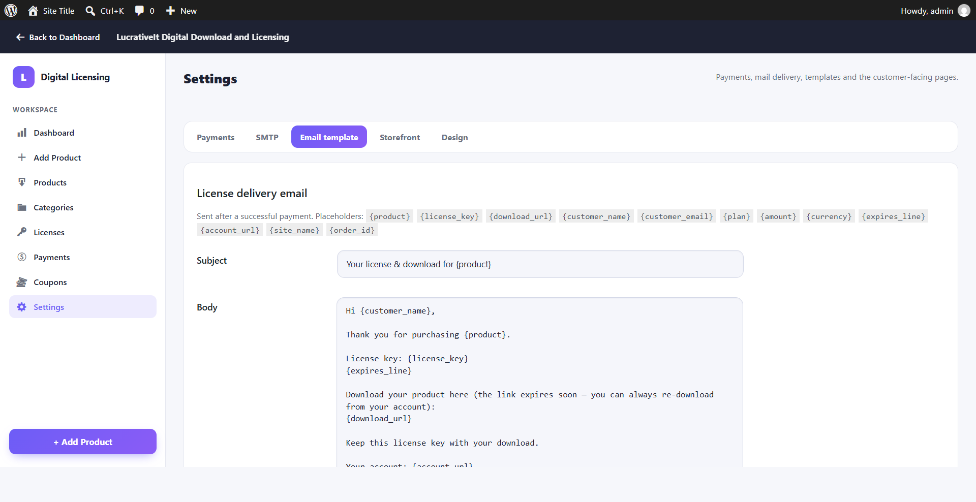 License email template