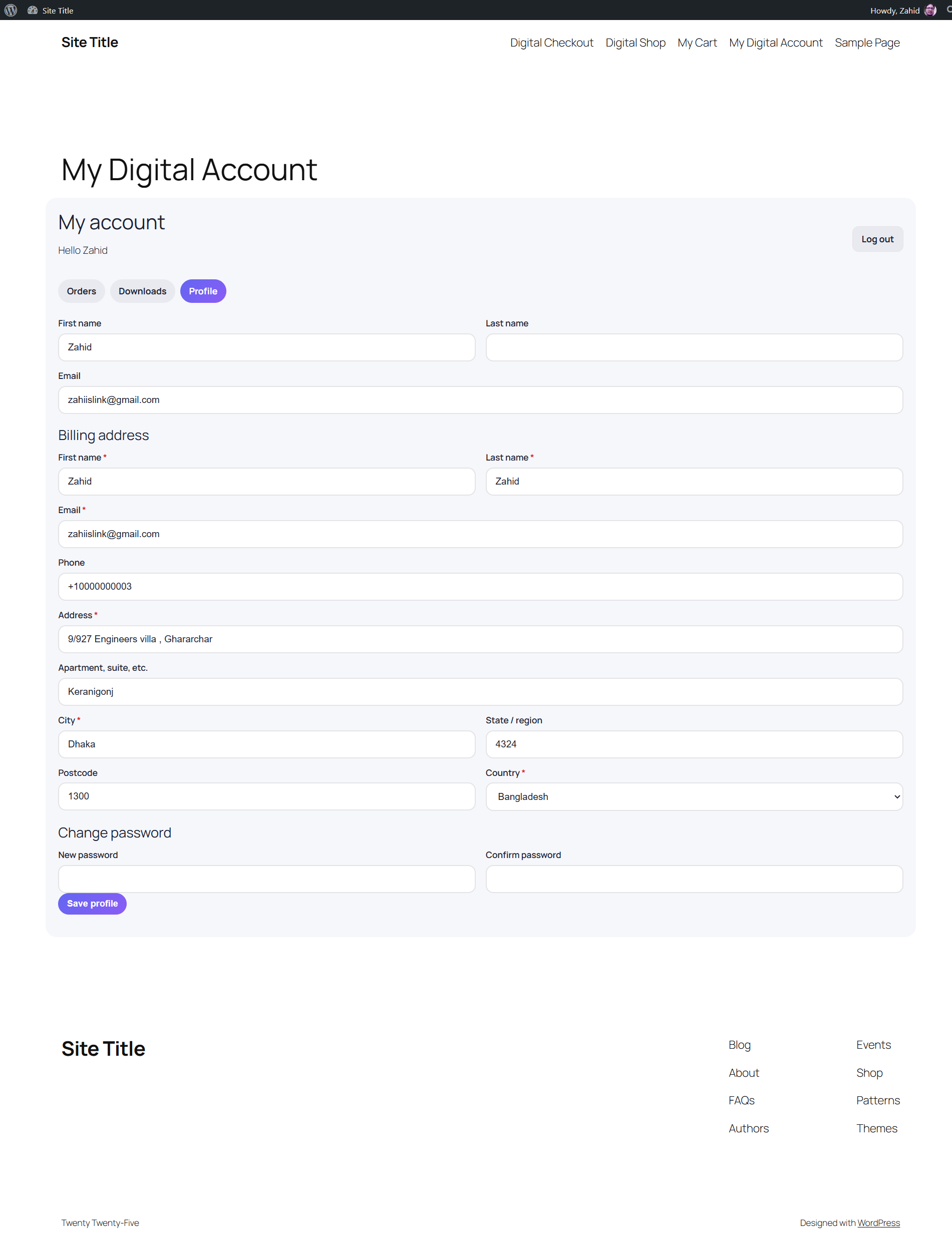 My Digital Account profile