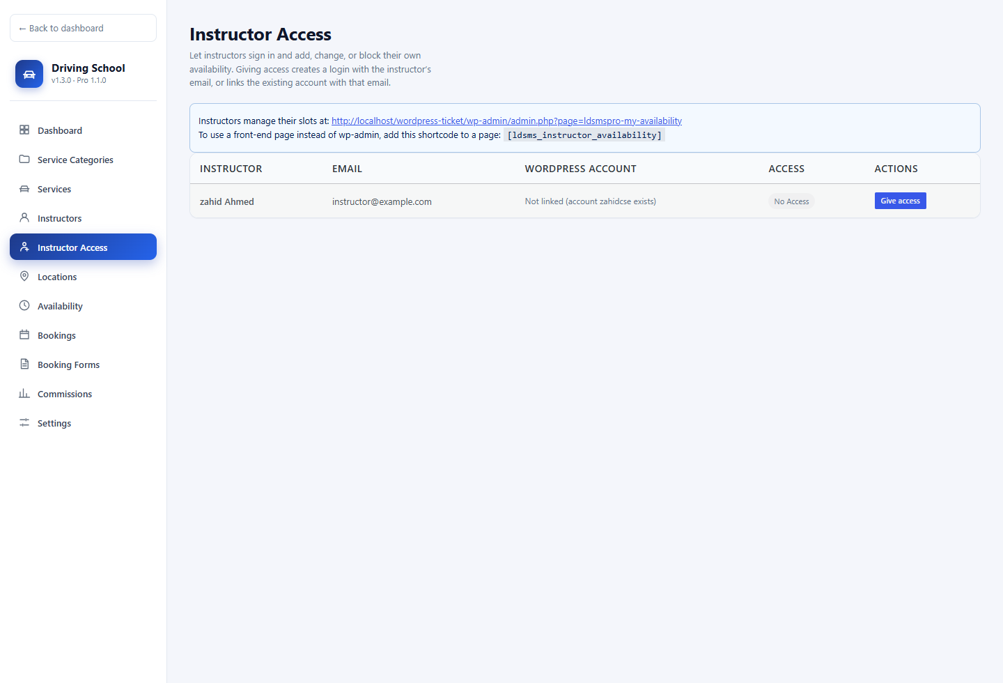 Instructor Access