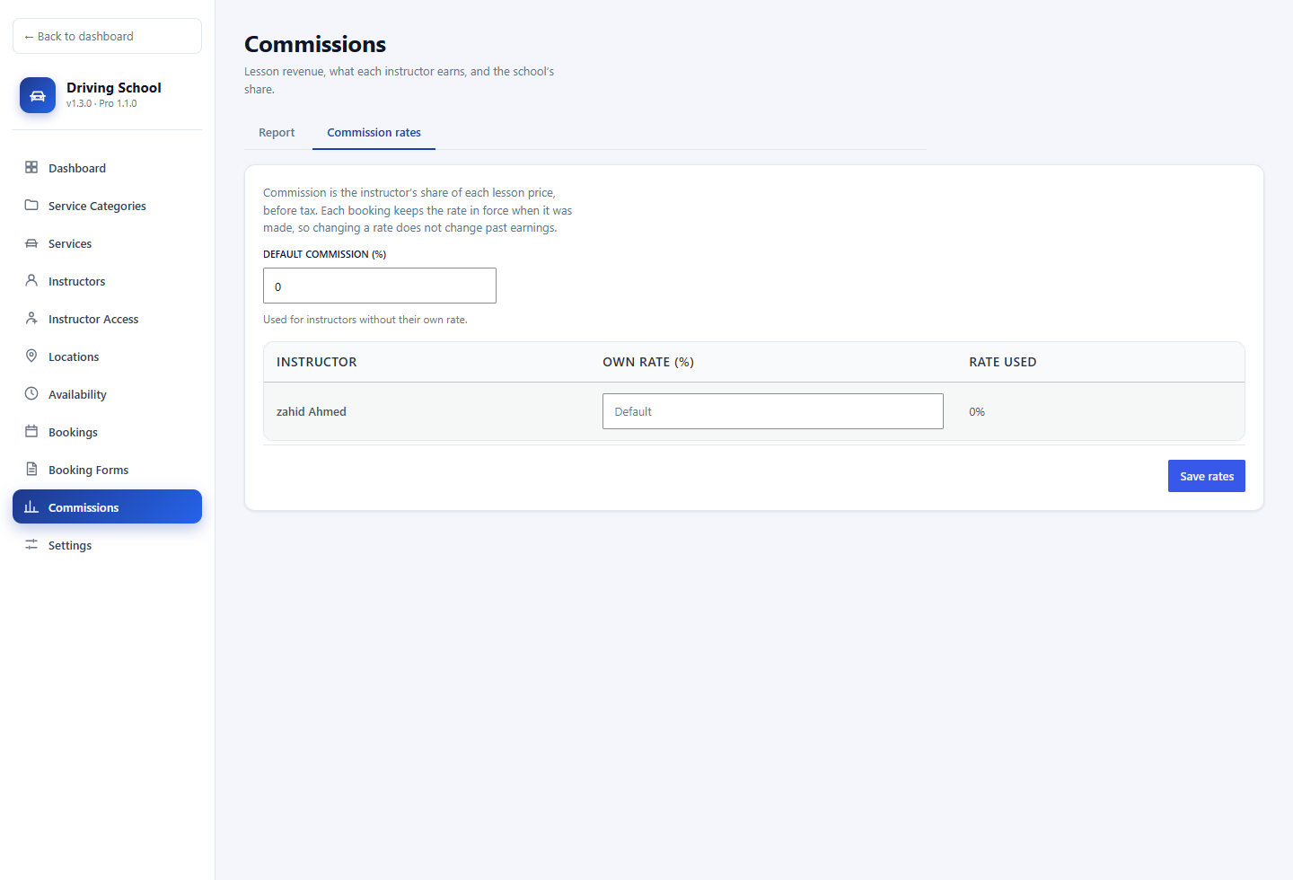 Commission rates