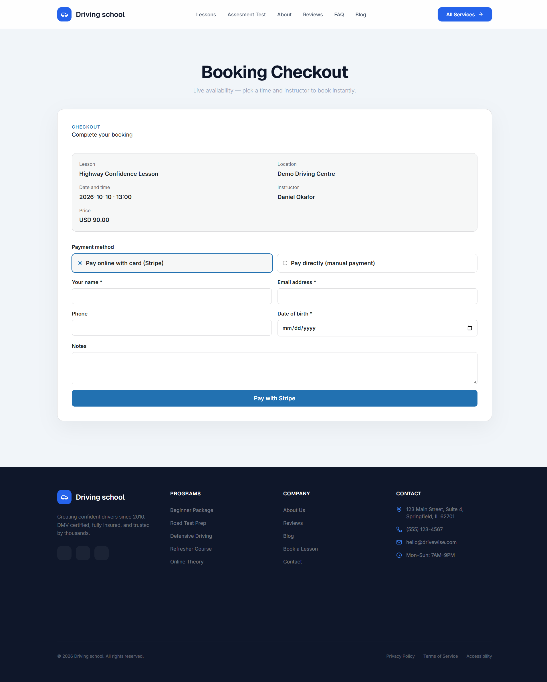Booking checkout