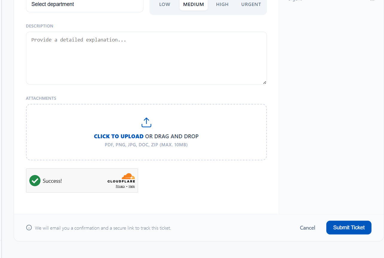 Turnstile widget on guest ticket form