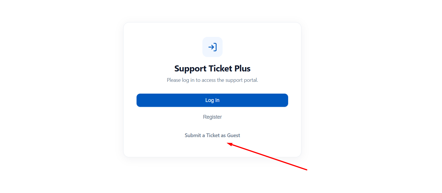 Submit a ticket as guest on the login screen