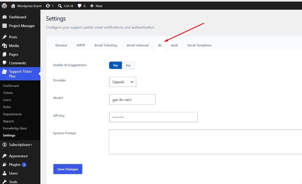 AI reply suggestions settings