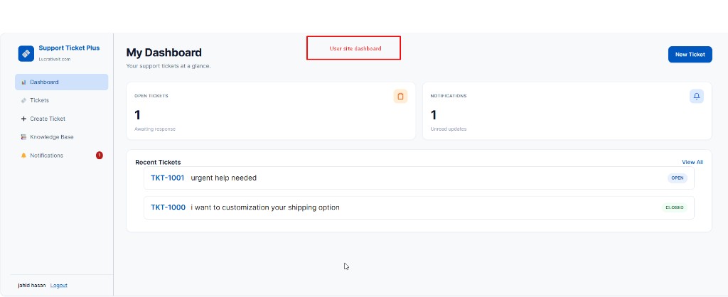 Customer dashboard overview